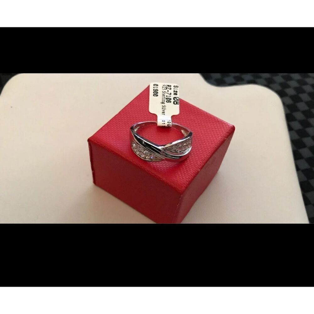 1 Ct Pave Round Cut Sim Diamond Crossover Band Ring Sz 9~925 Sterling Silver